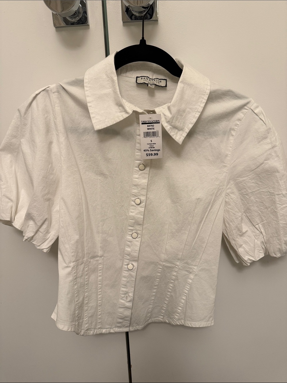 bagatelle White Puff-Sleeve Button-Front Shirt
